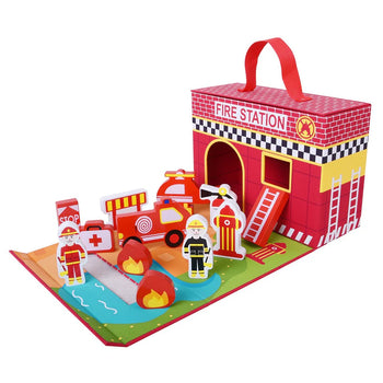 Jumini Fold Away Fire Station Toy