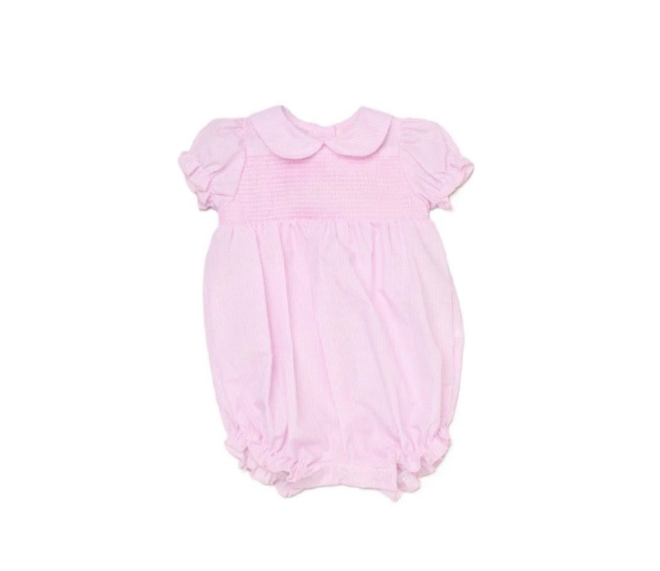 Rock-a-Bye Baby Pink & White Candy Stripe Summer Romper