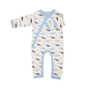 Pigeon Organics Sheep Print Kimono Romper Basil