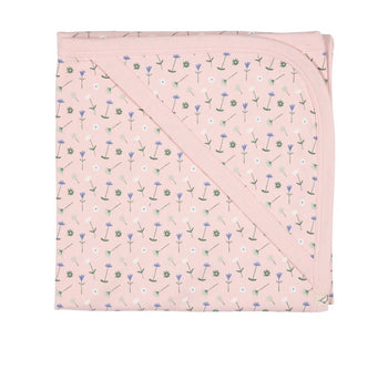 Pigeon Organic Pink Flowers Hooded Blanket