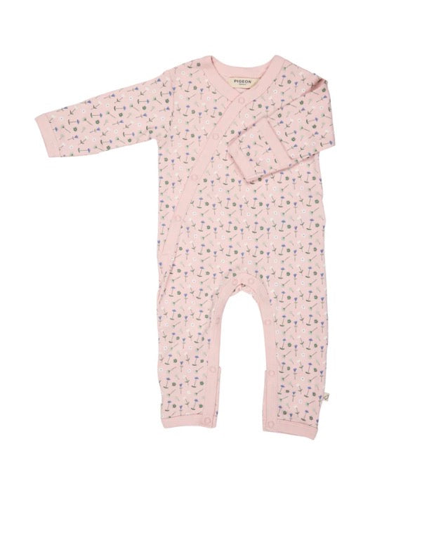 Pigeon Organics Pink Flower Print Kimono Romper