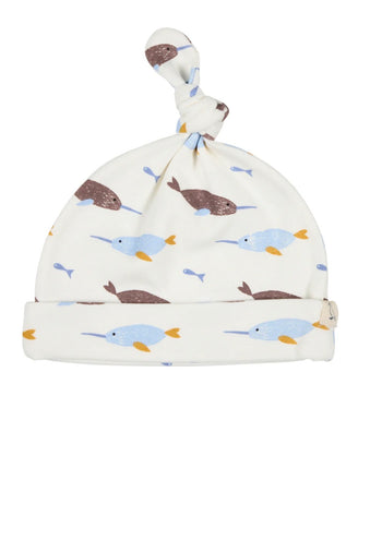 Narwhal Print Knotted Hat Pigeon Organic