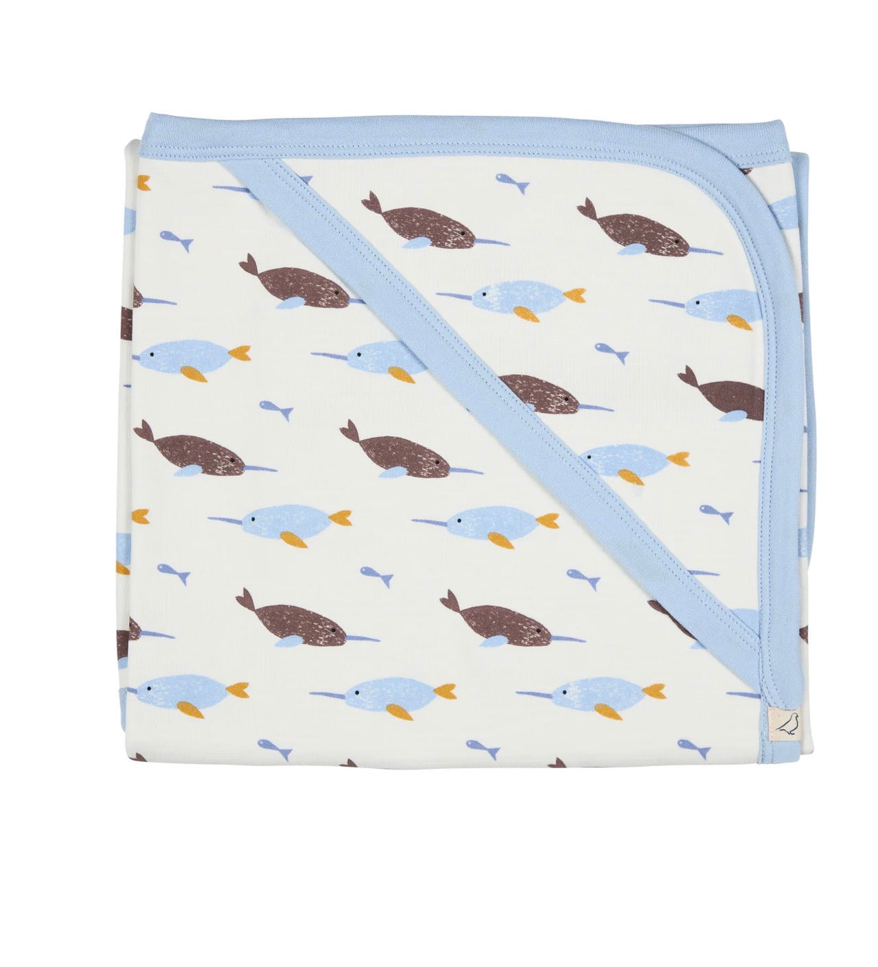 Pigeon Organic Narwhal Print Hooded Blanket