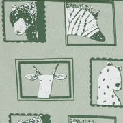 Pigeon Organics Portraits on Green Print Short sleeve T-Shirt