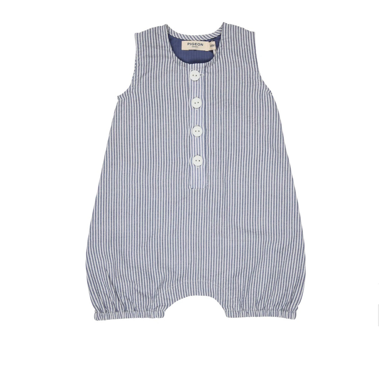 Pigeon Organics Baby All In One Indigo Fine Stripe Seersucker