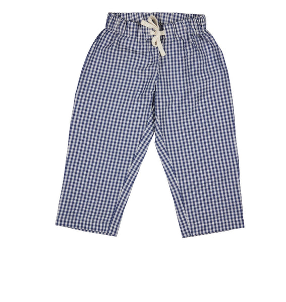 Pigeon Organic Indigo Seersucker Check Loose Summer Pants