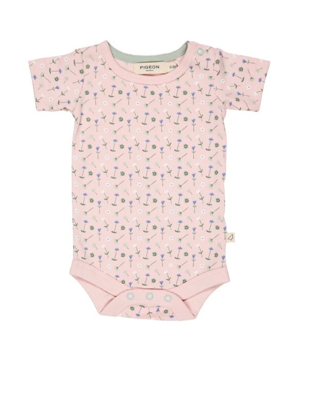 Pigeon Organics Pink Flowers Print Summer Body