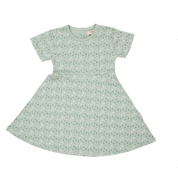 Pigeon Organics Skater Dress Green Flowers Print