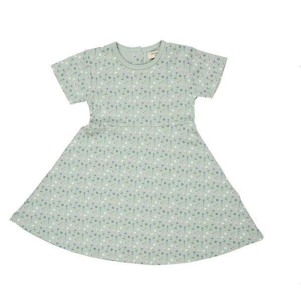 Pigeon Organics Skater Dress Green Flowers Print