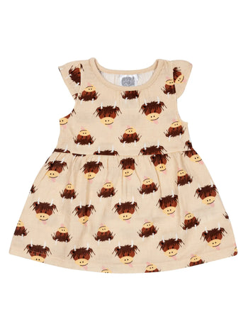 Neutral Highland Cow Muslin Dress Blade & Rose