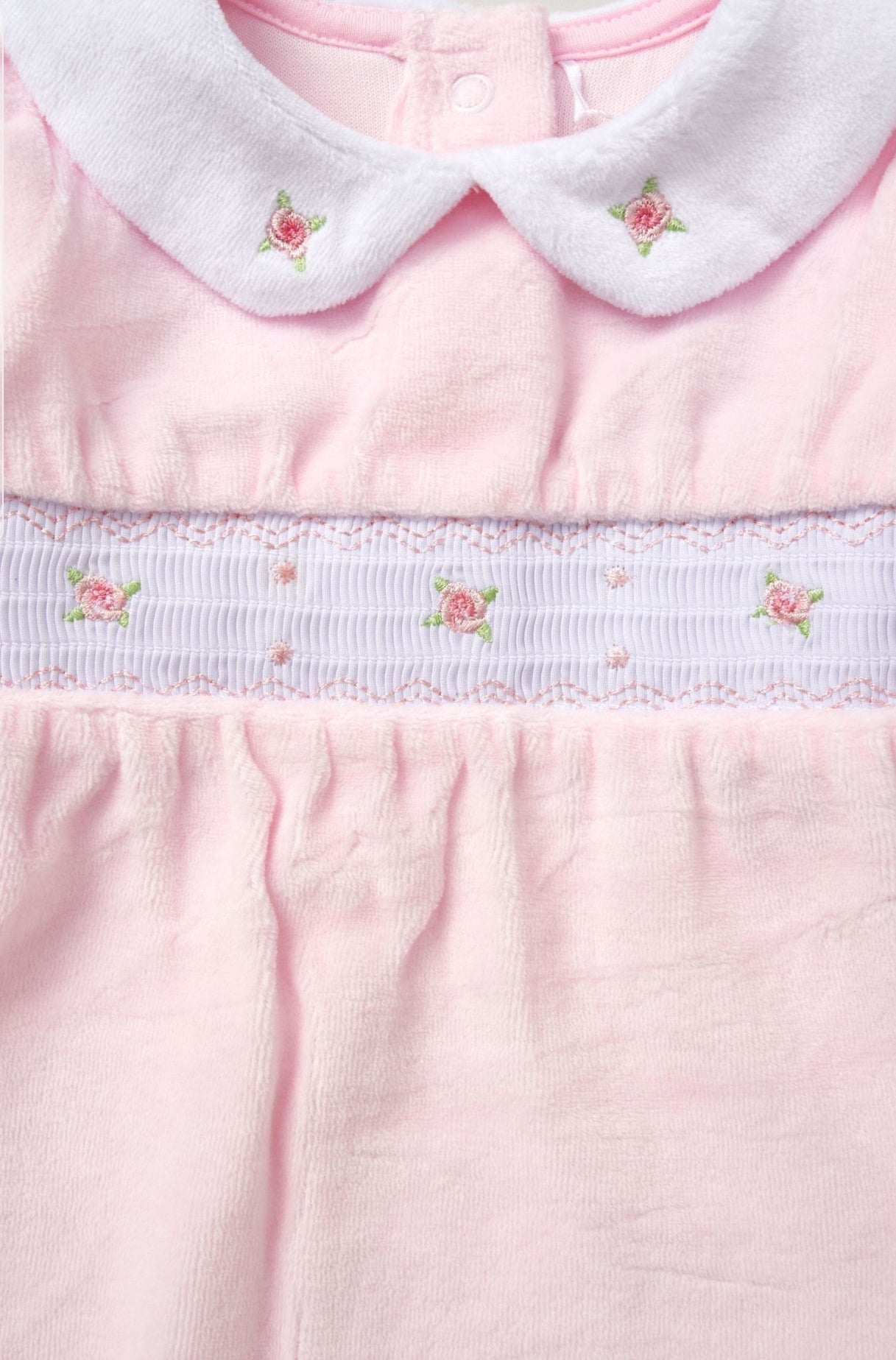 Rock-a-Bye Baby Pink Velour Sleepsuit