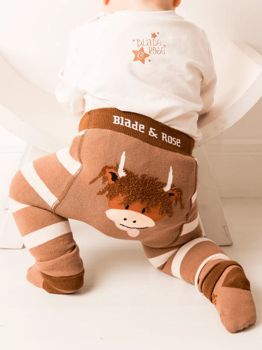 Neutral  Highland Cow Leggings Blade & Rose
