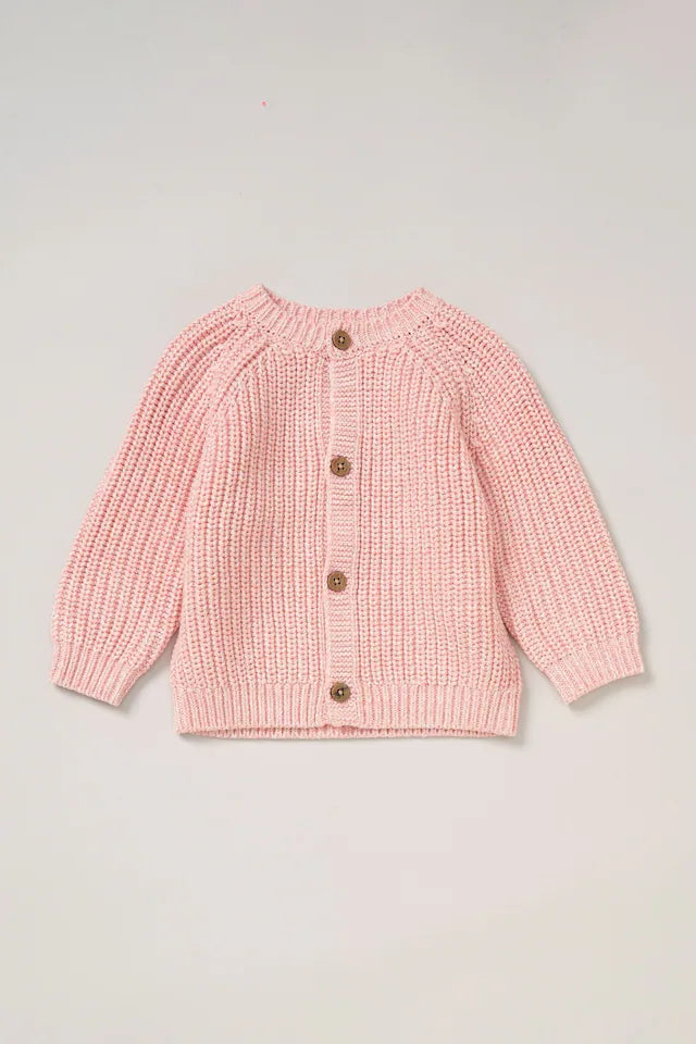 Embroidery Detail Baby Knit Cardigan in Pink