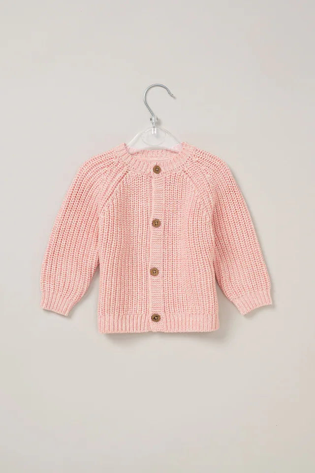 Embroidery Detail Baby Knit Cardigan in Pink