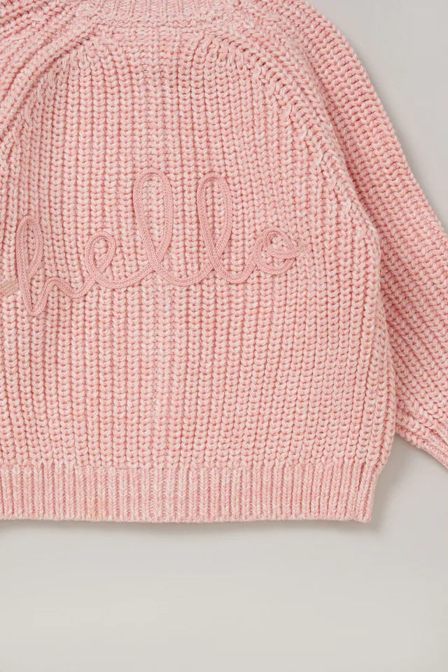 Embroidery Detail Baby Knit Cardigan in Pink