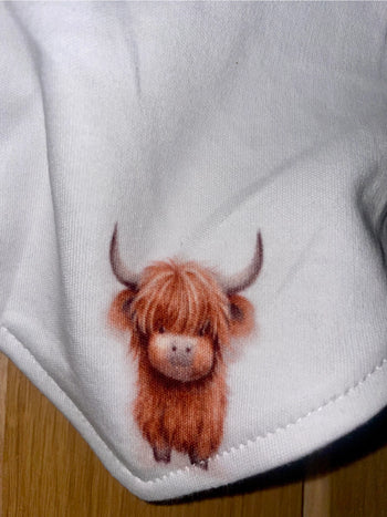 BabyMac Highland Cow Print Dribble Bib Organic Cotton