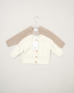 Baby Knit Cardigan Duo in Ivory & Biscuit