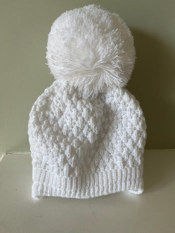 Baby Fantasia White  Pom Knitted Hat