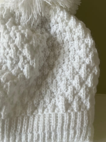 Baby Fantasia White  Pom Knitted Hat