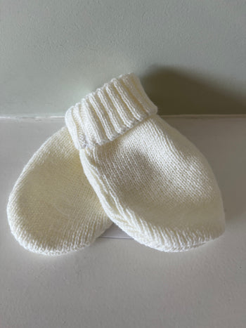 Ivory cream Knitted Baby Mittens Little Nosh