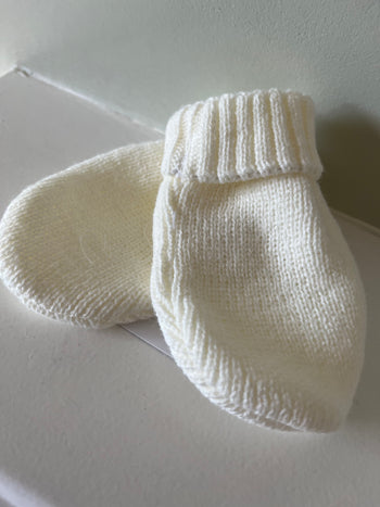 Ivory cream Knitted Baby Mittens Little Nosh