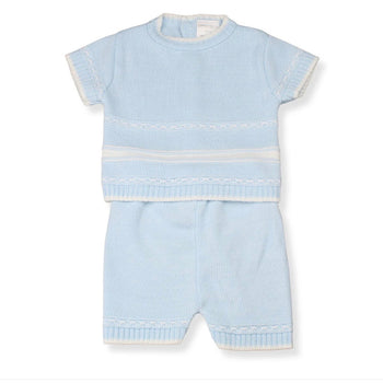 Baby Blue Two Piece Knitted Short Outfit Little Nosh