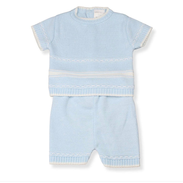 Baby Blue Two Piece Knitted Short Outfit Little Nosh