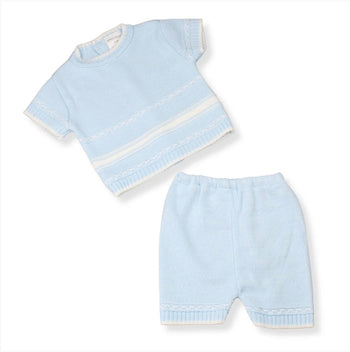Baby Blue Two Piece Knitted Short Outfit Little Nosh