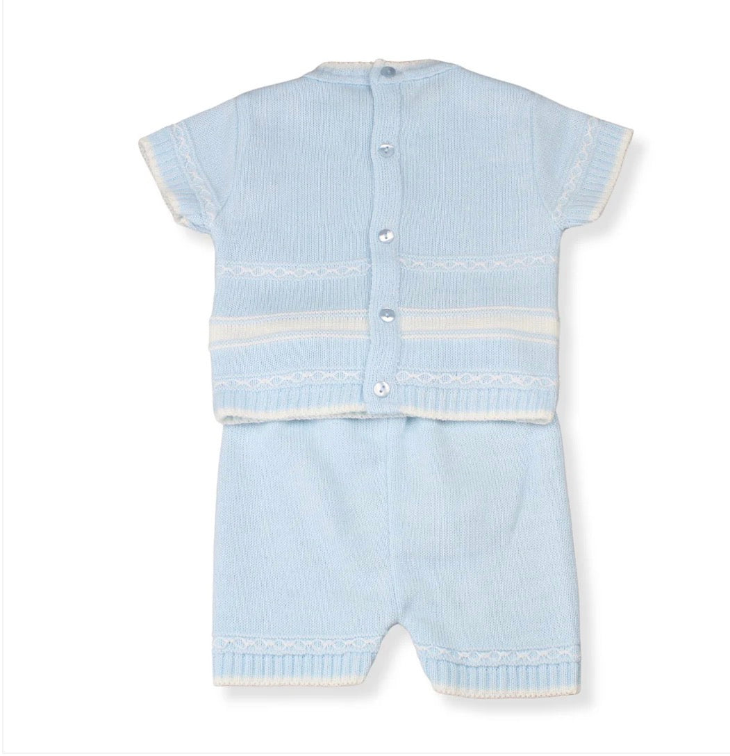 Baby Blue Two Piece Knitted Short Outfit Little Nosh