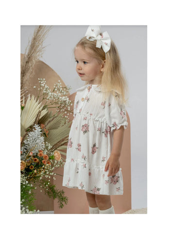 SALE  Ivory Floral Dress with Lace Collar Jamiks