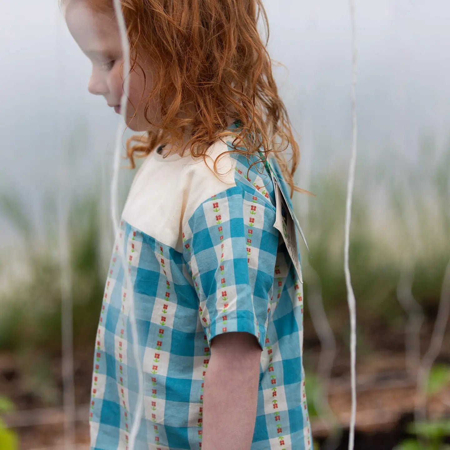 Blue Flowers loose Short Sleeve Top Little Green Radicals