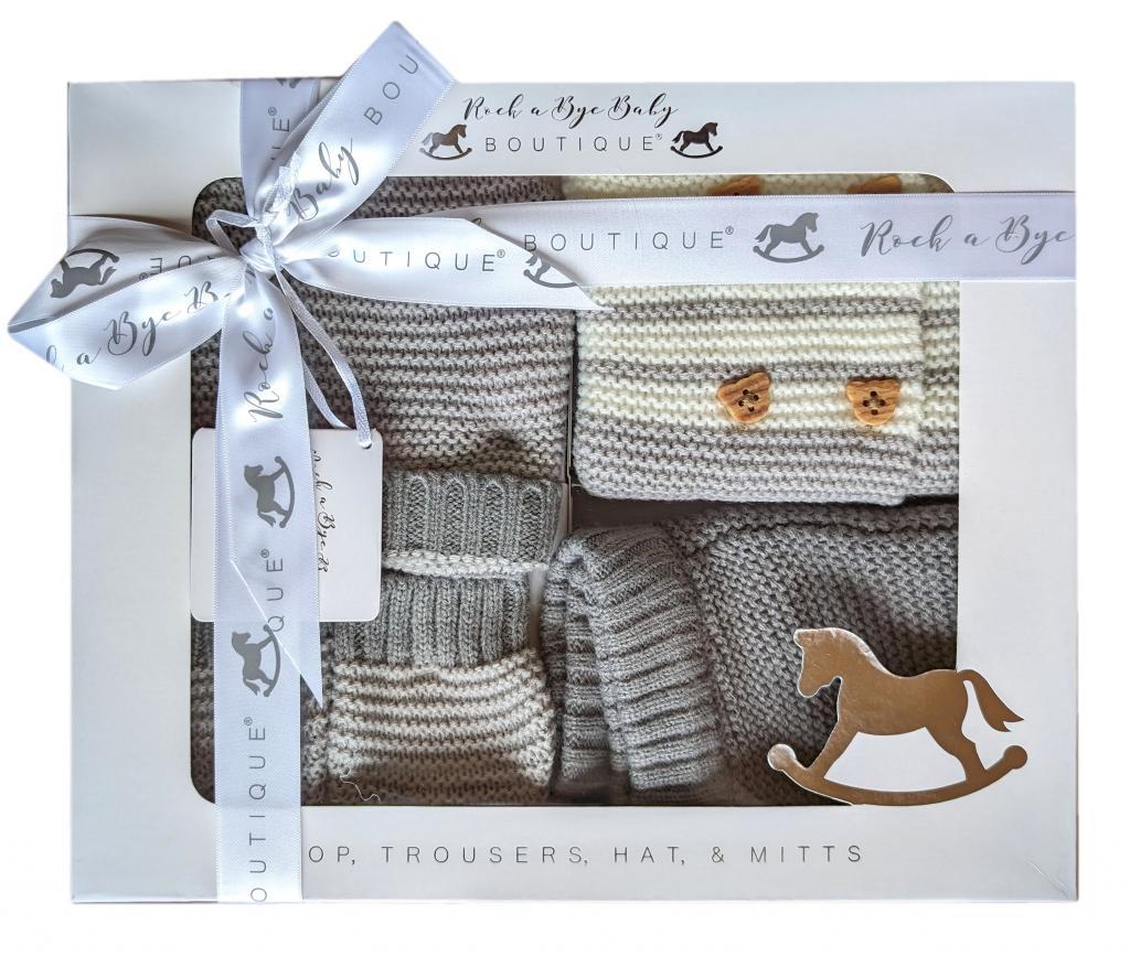 Boxed Teddy Knit Gift Set Rock-A-Bye Baby Boutique