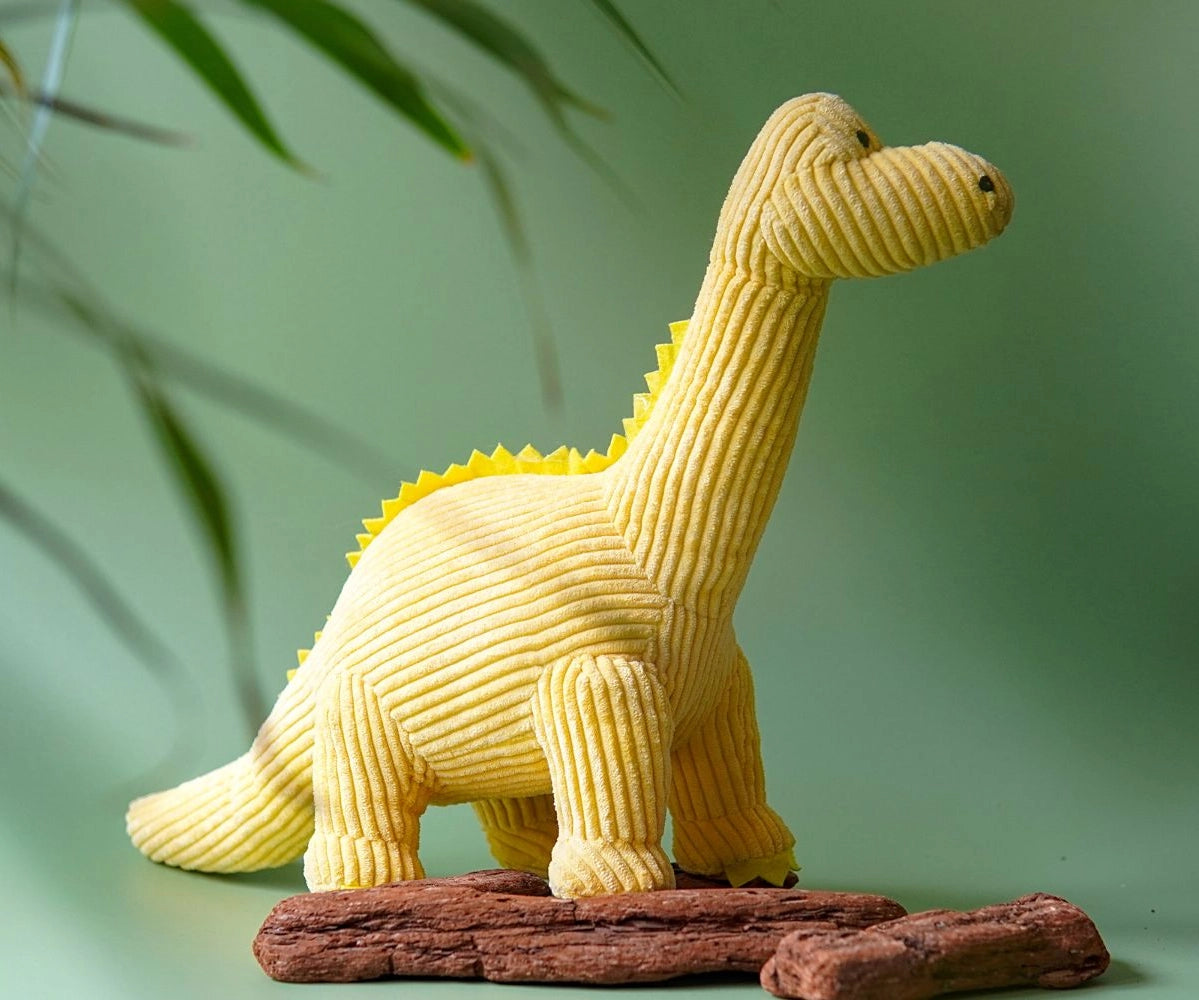 Corduroy Diplodocus Dinosaur Yellow Soft Toy