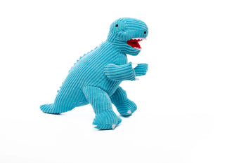 Small Corduroy T Rex Dinosaur Blue Soft Toy