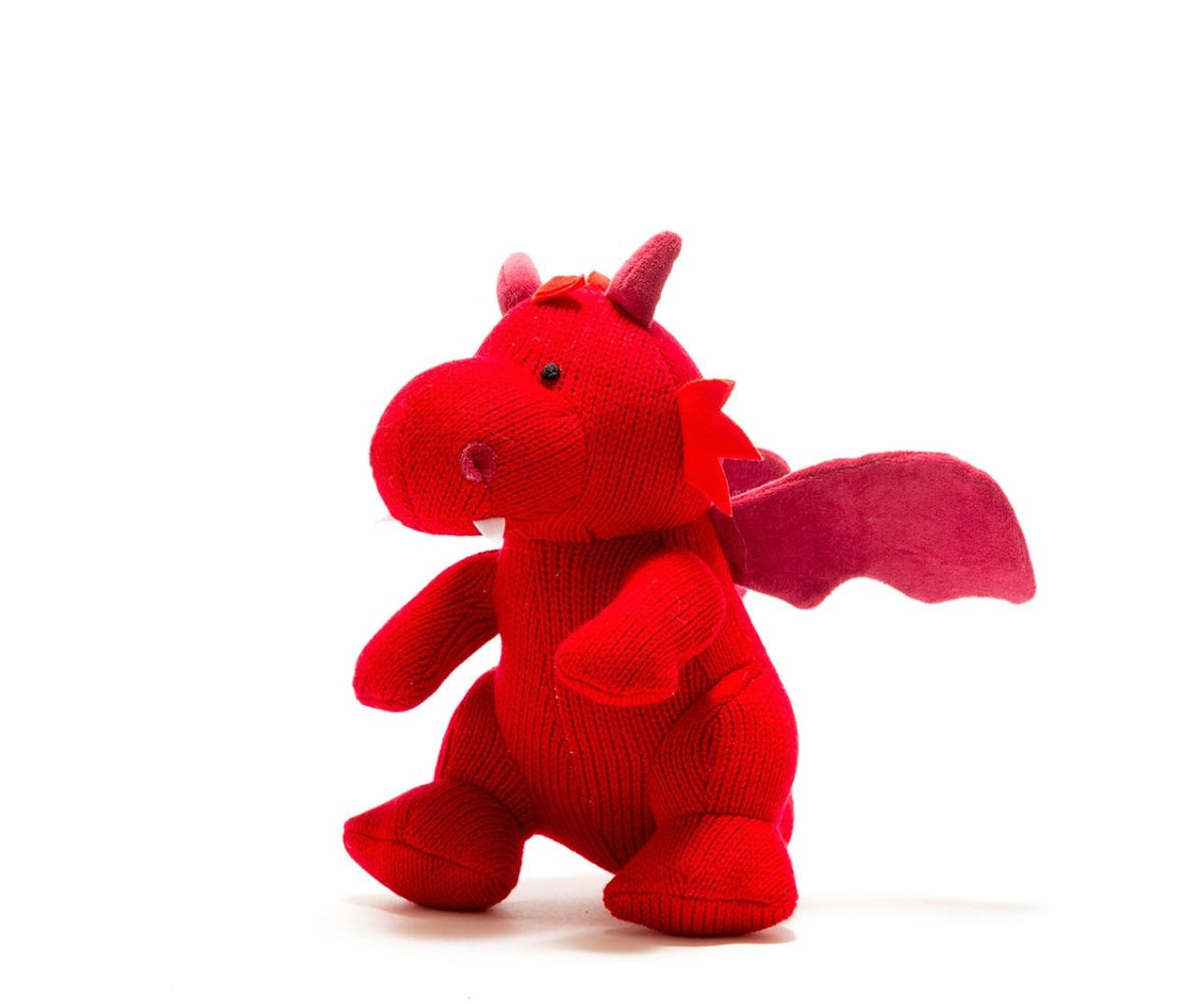 Knitted Red Dragon Baby Rattle