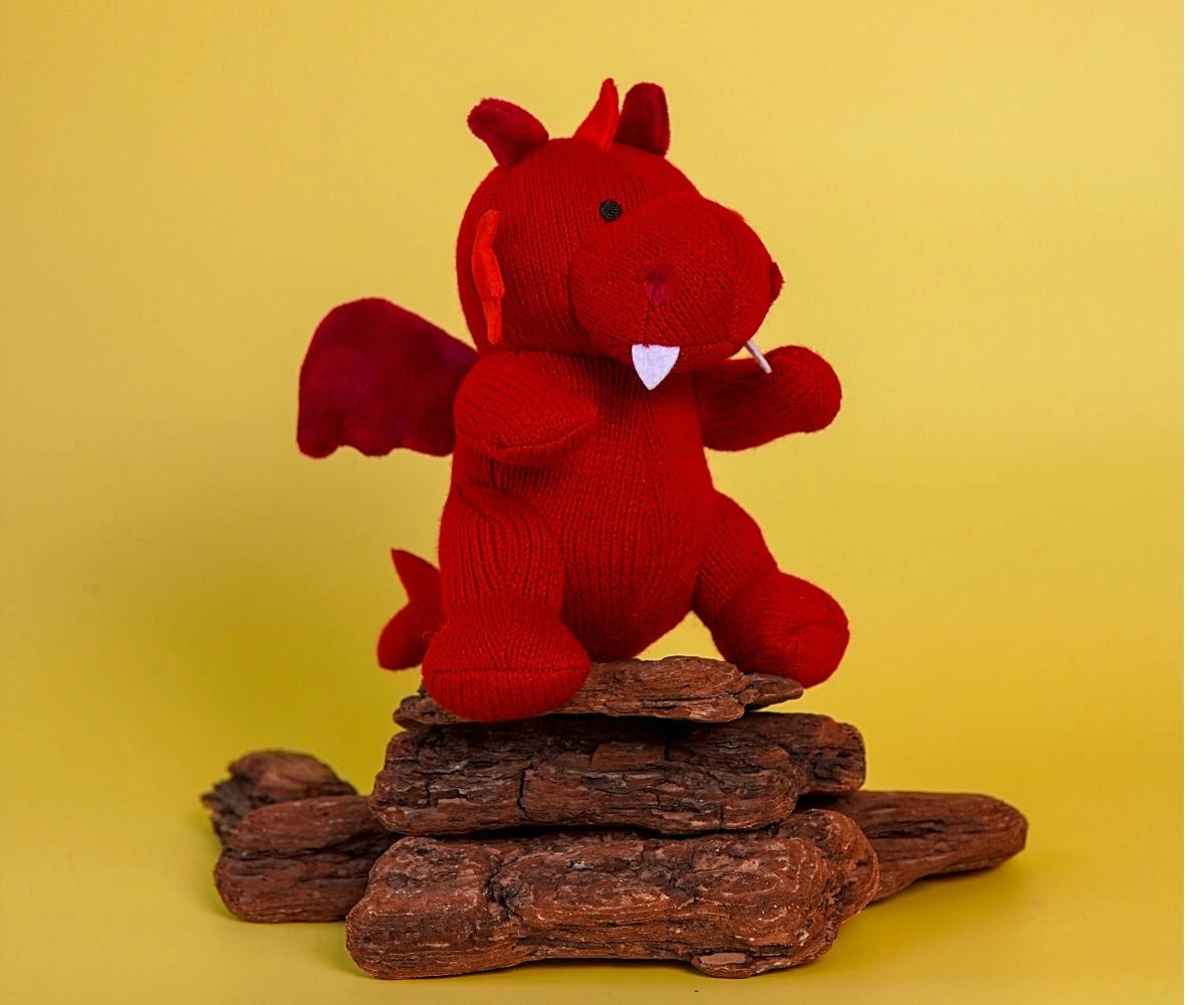 Knitted Red Dragon Baby Rattle