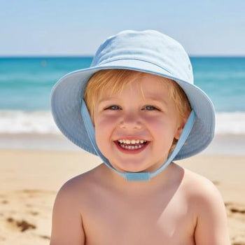 Bucket Hat with Chin Strap Pastel Blue