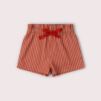 Burnt Ochre Striped  By the Sea Twill Shorts Little Green Radicals