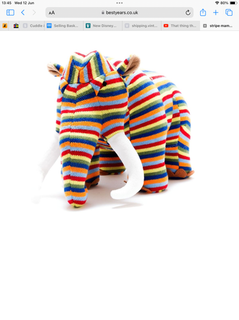 Knitted Striped Woolly Mammoth Soft Toy