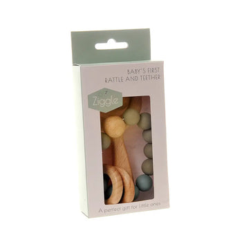 Wooden Teether & Rattle set Blue