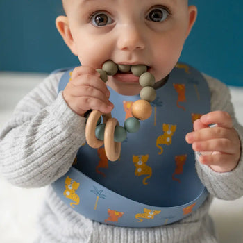 Wooden Teether & Rattle set Blue