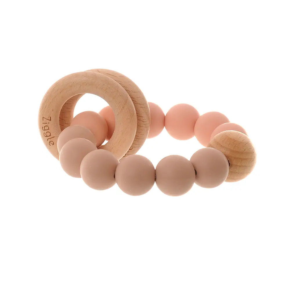 Wooden Teether & Rattle set Blush