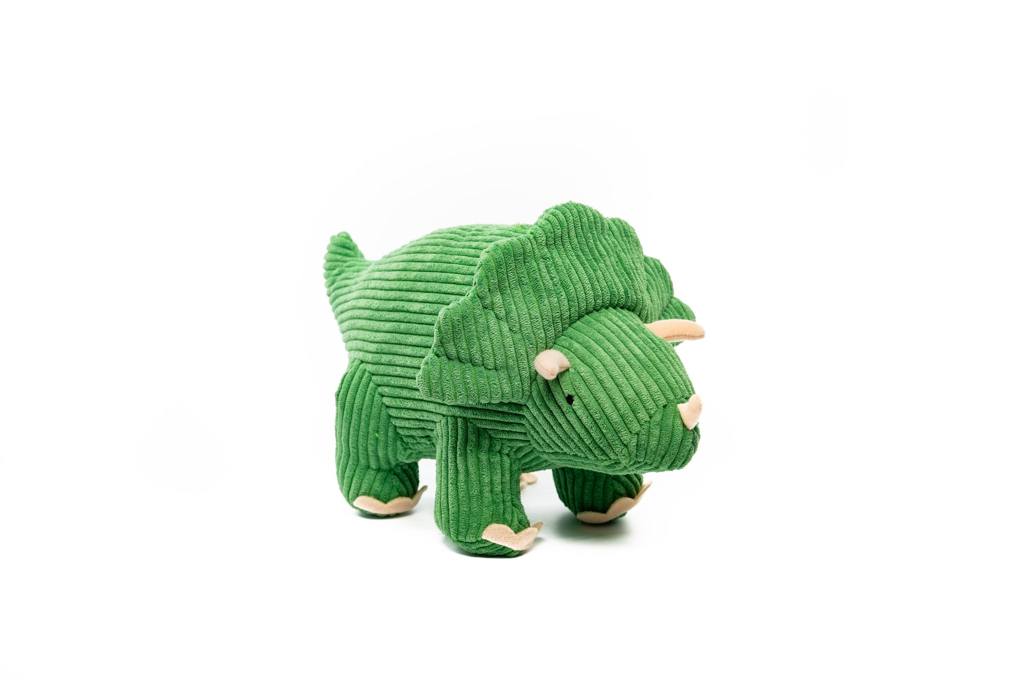 Dinosaur Teddy - Green Corduroy Triceratops  Soft Toy