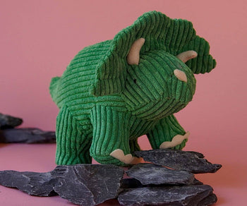 Dinosaur Teddy - Green Corduroy Triceratops  Soft Toy