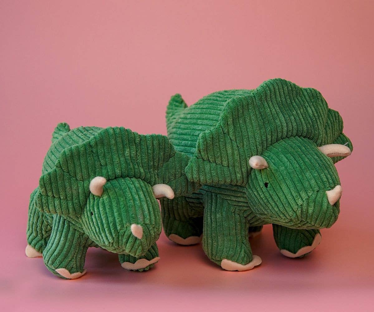 Dinosaur Teddy - Green Corduroy Triceratops  Soft Toy