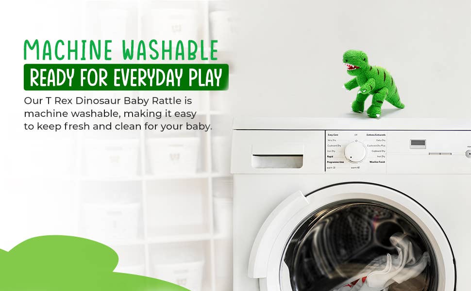 Dinosaur Baby Rattle Knitted T Rex Green