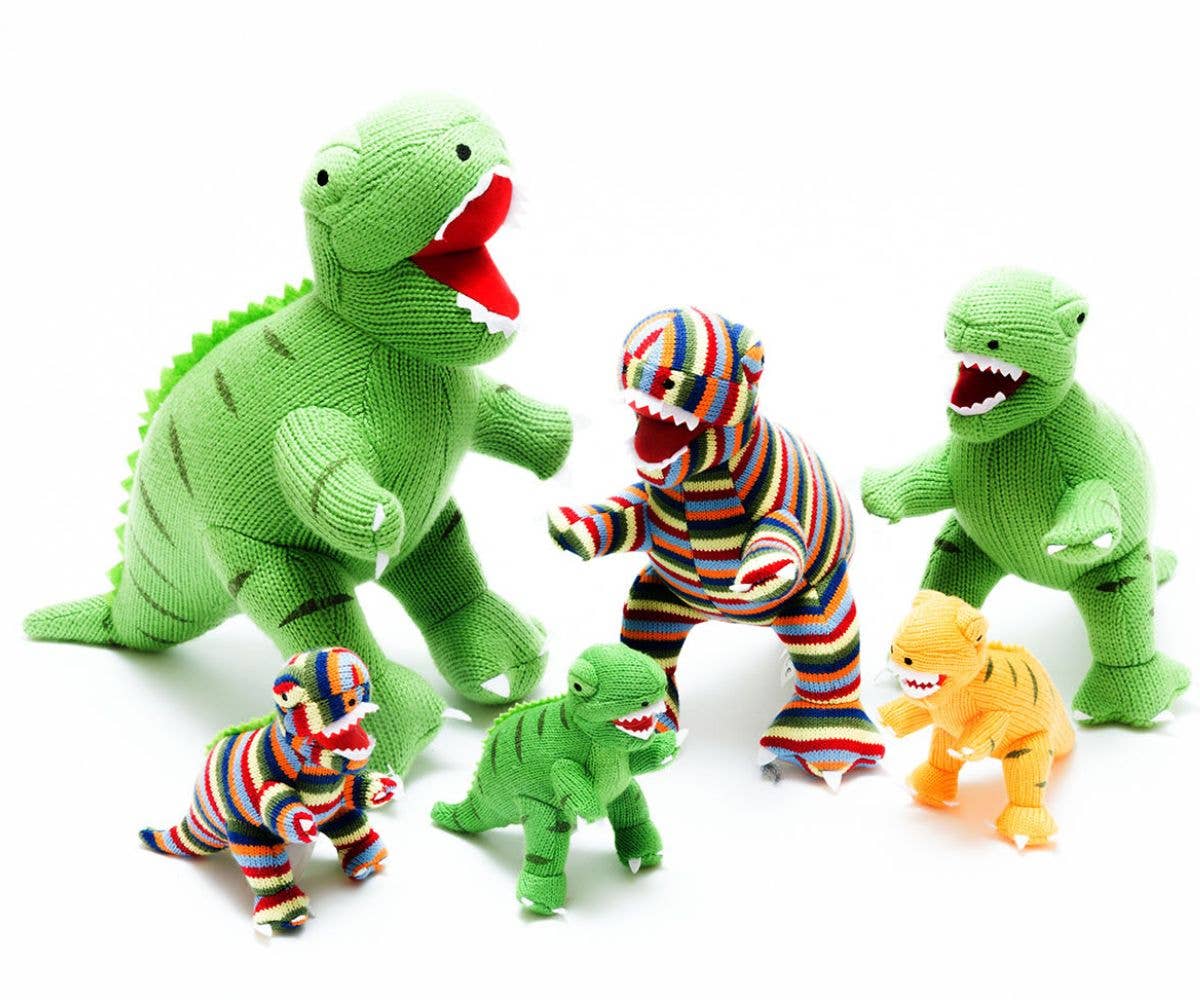 Dinosaur Baby Rattle Knitted T Rex Green