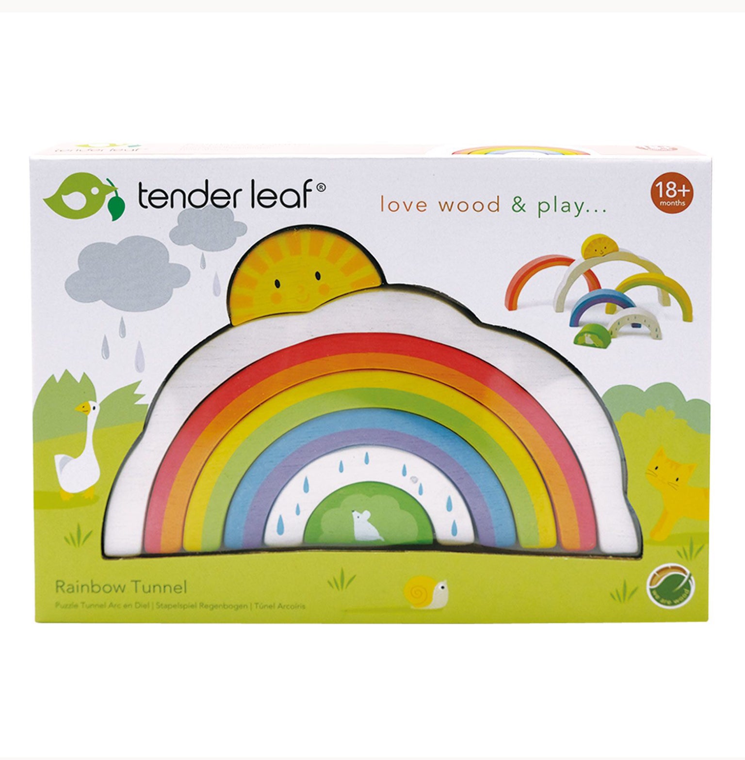 Tenderleaf Toys Rainbow Tunnel Wooden Rainbow Puzzle Stacking Toy