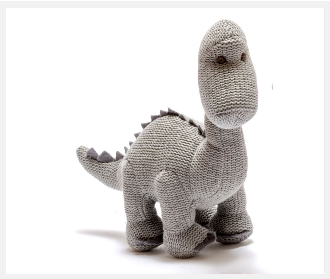 Knitted Small Grey Diplodocus Organic Cotton Soft Toy