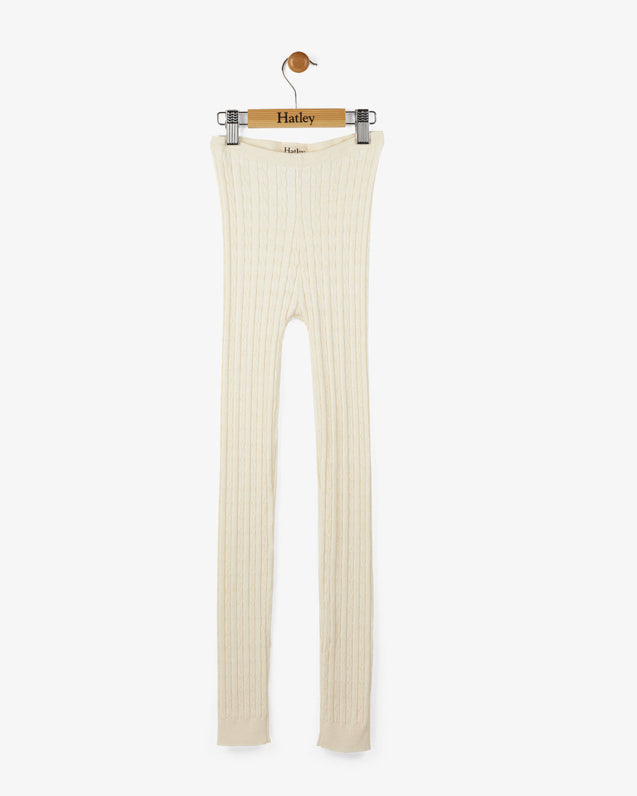 Hatley Cable Knit Footless Tights - Cream
